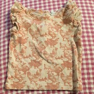 Kate Quinn Chicken Print Ruffle Sleeve Tee - Peach